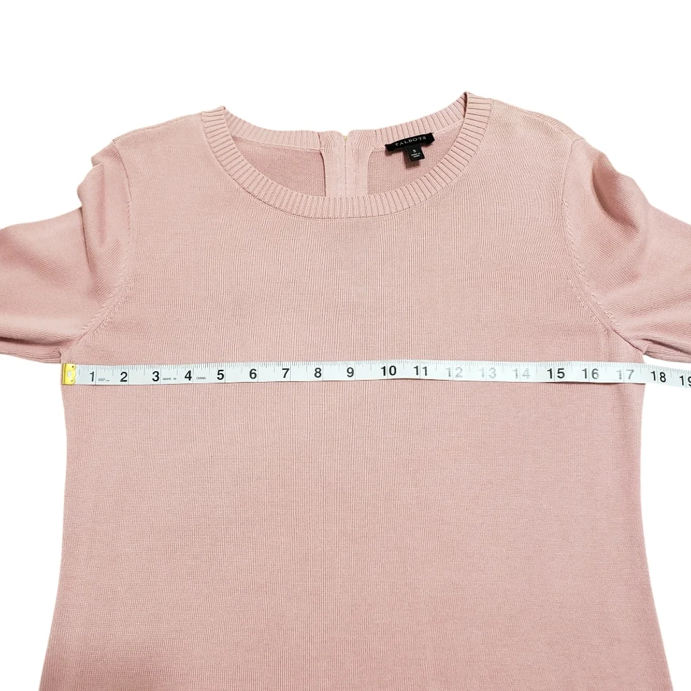 Talbots 3/4 Sleeve Front Pocket Zipper Back Sweater Pink Sz Small - Picture 8 of 13